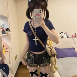 Y2k Vintage Denim Shorts Fashionable Kpop Hot Pants 2000s Women Clothes Harajuku Streetwear Chic Trendy Patchwork Jeans Shorts