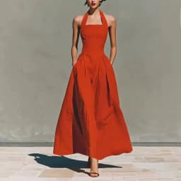 2026 European and American Spring and Summer Neck-Hanging Linen-Style Leisure Fashion Slim-Fitting Pocket