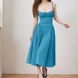 Women French Spaghetti Strap Midi Dress Bustier Corset Waist Swing Sundress Vintage Elegant A Line Long Dress Summer Casual