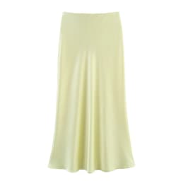 KONDALA Vintage Satin Solid Long Skirts Women High Waist Elastic Silky Skirts Fashion 2025 Spring Elegant Straight Skirts