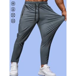 Men's Casual Pants High Elastic Fiber Drawstring Zipper Pocket Quick Dry Sports Pants Baggy Joggers Football Hiking Man Fishing
