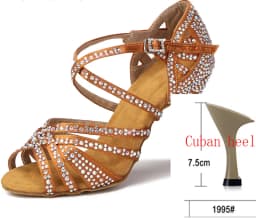 WUXIJIAO Women Party Dance Shoes Satin Shining Rhinestones Soft Bottom Latin Dance Shoes Woman Salsa Dance Shoes Heel