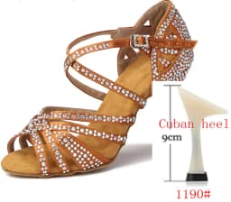 WUXIJIAO Women Party Dance Shoes Satin Shining Rhinestones Soft Bottom Latin Dance Shoes Woman Salsa Dance Shoes Heel