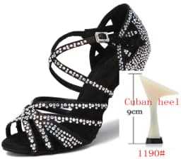 WUXIJIAO Women Party Dance Shoes Satin Shining Rhinestones Soft Bottom Latin Dance Shoes Woman Salsa Dance Shoes Heel