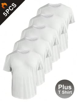 5PCS Plus T Shirt for Men's Big and Tall Shirts Men's Ultralight Quick Dry Sport T-Shirt 2XL/3XL/4XL/5XL/6XL