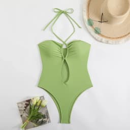 Sexy Halter Top Bikinis Bandeau Swimwear One Piece Women Swimsuit 2025 Female Bath Bathing Suit Swimming for Beach Wear Monokini