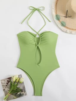 Sexy Halter Top Bikinis Bandeau Swimwear One Piece Women Swimsuit 2025 Female Bath Bathing Suit Swimming for Beach Wear Monokini