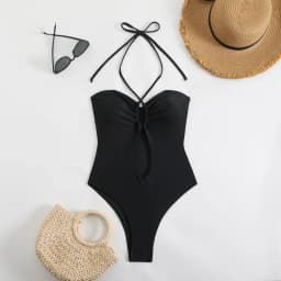 Sexy Halter Top Bikinis Bandeau Swimwear One Piece Women Swimsuit 2025 Female Bath Bathing Suit Swimming for Beach Wear Monokini