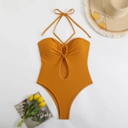 Sexy Halter Top Bikinis Bandeau Swimwear One Piece Women Swimsuit 2025 Female Bath Bathing Suit Swimming for Beach Wear Monokini