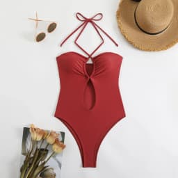 Sexy Halter Top Bikinis Bandeau Swimwear One Piece Women Swimsuit 2025 Female Bath Bathing Suit Swimming for Beach Wear Monokini