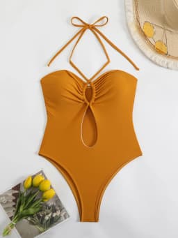 Sexy Halter Top Bikinis Bandeau Swimwear One Piece Women Swimsuit 2025 Female Bath Bathing Suit Swimming for Beach Wear Monokini