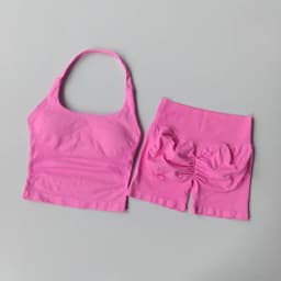 Women's Neck Hanging Sports Bra Set Beautiful Back Yoga Suit Two-Piece Vest High Waist Hip Lifting Fitness Gym Set Shorts Sets