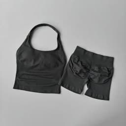 Women's Neck Hanging Sports Bra Set Beautiful Back Yoga Suit Two-Piece Vest High Waist Hip Lifting Fitness Gym Set Shorts Sets