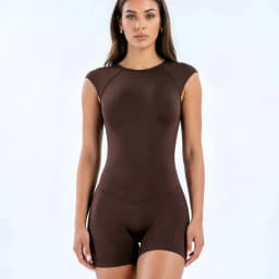 HISTELLO Impact Short Sleeve One Piece Women Open Back Workout Bodysuit Gym Quick Dry Romper Yoga Fitness Sports Solid Jumpsuit
