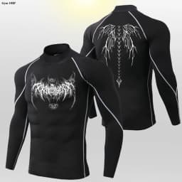 Y2K Men's Workout Compression Shirt Turtleneck Long Sleeve Hight Neck Rash Guard Gym Base Layer Athletic Gear Sports Shirts Men