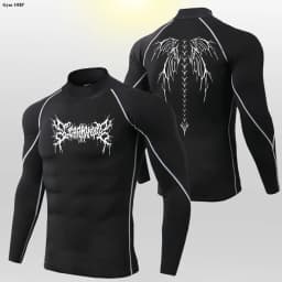 Y2K Men's Workout Compression Shirt Turtleneck Long Sleeve Hight Neck Rash Guard Gym Base Layer Athletic Gear Sports Shirts Men