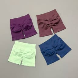 HISTELLO Sports Shorts Low Waist Solid Color Seamless Butt Lifting High Stretch Breathable Yoga Gym Fitness Workout Shorts