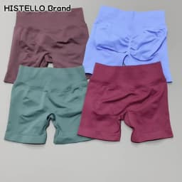 HISTELLO Sports Shorts Low Waist Solid Color Seamless Butt Lifting High Stretch Breathable Yoga Gym Fitness Workout Shorts