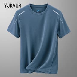 YJKVUR 2026 Summer Men’s Quick Dry Moisture Wicking Crew Neck T Shirts Mesh Athletic Running Gym Workout Short Sleeve Tee Tops