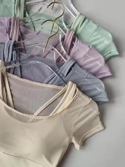 Women's Mesh Yoga Shirt Sexy Short Sleeve T-Shirt Pad Sport Top Blouse Quick Dry Gym Shirts Running Fitness Tank Shirt Yoga Wear
