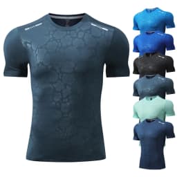 Men Running Compression T-shirt Dry Fit Short Sleeve Sport Tees Male Gym Fitness Jogging Sweatshirt Homme Athletic Shirt Tops