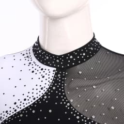 Women Figure Skating Performance Costume Ballet Gymnastics Lyrical Dance Dancewear Long Sleeve Rhinestone Mesh Leotard Dress