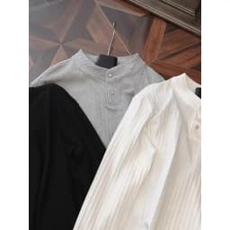 Gray Cleanfit Long Sleeve  Shirt Men's Style Autumn Casual Henry Collar T-Shirt High-End Feeling Breathable Polyester