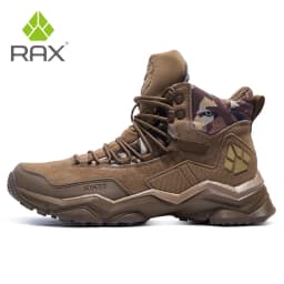 RAX Men Hiking Shoes Mid-top Waterproof Outdoor Sneaker Men Leather Trekking Boots Trail Camping Climbing Hunting Sneakers Women