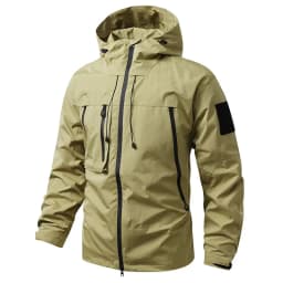 CHRLCK Men's Waterproof Running Jacket Caramel Women Windproof Windbreaker Hiking Camping Cycling Trekking Jogging Jackets