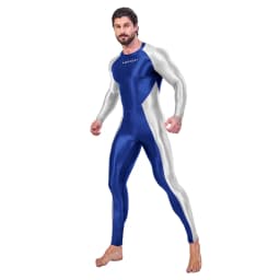 AMORESY Draco Men Oily Glossy Elastic Patchwork Jumpsuit Tracksuit Bodysuit Wrestling Sport Gym Fitness Tight Overalls Sweatsuit