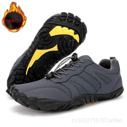 Men's Winter Warm Barefoot Shoes Waterproof Wide Toe Non-Slip Rubber Sole Plush Lined Hiking Shoes Outdoor Sneakers Running Shoe