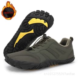 Men's Winter Warm Barefoot Shoes Waterproof Wide Toe Non-Slip Rubber Sole Plush Lined Hiking Shoes Outdoor Sneakers Running Shoe