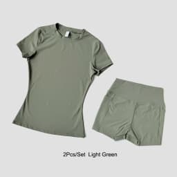 Women's Sports Yoga Set Seamless Knitted Fitness Gym Clothes Sportswear Short Sleeve Crop Top Tracksuits Gym Short Leggings