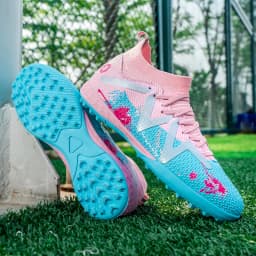 Adult TF Football Cleats, Wear-resistant Turf Rubber Sole, Lightweight PU Soccer Shoes for Men Outdoor Grass Match