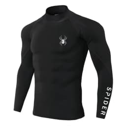 Mens Running T-shirts Compression Long Sleeve Sport Shirts Spider Printing Fitness Training Jogging Gym Quick Dry Tee
