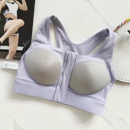 Women's High Shockproof Sports Bra with Front Zipper Quick Dry Yoga Top Running Vest Adjustable Fitness Gym Underwear