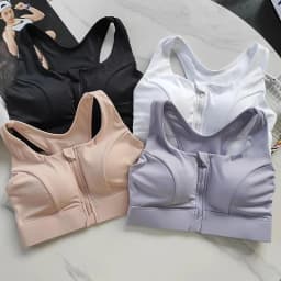 Women's High Shockproof Sports Bra with Front Zipper Quick Dry Yoga Top Running Vest Adjustable Fitness Gym Underwear