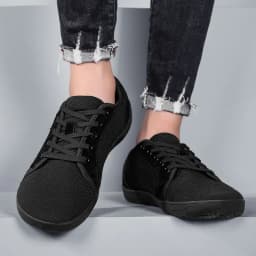 Men's Shoes and Sports Shoes Wide Toe Barefoot Casual Plus Size Wide Last Fashionable Canvas Black Flat Bottomed Board Shoes