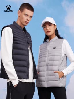 KELME Men's Sports Down Vest Winter Warm and Windproof Football Training Coat Outdoor Running Camping Hiking Top