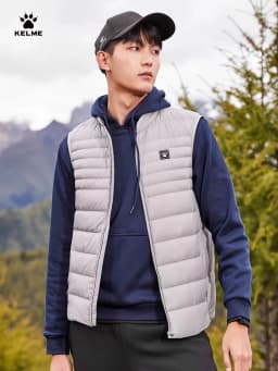 KELME Men's Sports Down Vest Winter Warm and Windproof Football Training Coat Outdoor Running Camping Hiking Top