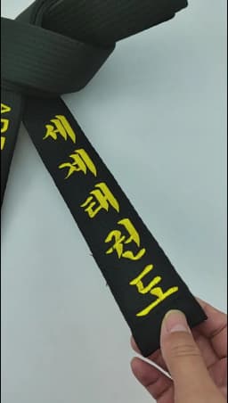 World Taekwondo Korean Black Belts Embroidery Golden Width 5cm Unisex Adult Club Instructor Polyester Belt Customized Name Dan