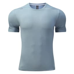Summer Running Gym Men Shirt short Sleeve Tees elastic Tight fit Sports training Fitness Quick dry spandex Ice silk T Shirt