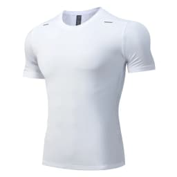 Summer Running Gym Men Shirt short Sleeve Tees elastic Tight fit Sports training Fitness Quick dry spandex Ice silk T Shirt