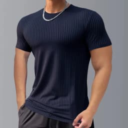 Men's Tight Short Sleeve T-Shirt, Athletic Casual Short Sleeve Top, Fitness Training Quick Dry Loose, Men's Fitness Clothing