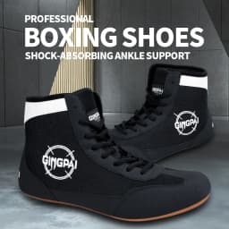 GINGPAI Wrestling Shoes Professional Boxing Shoes Men's Training Shoes Tendon Bottom Artificial Leather Sports Shoes Breathable