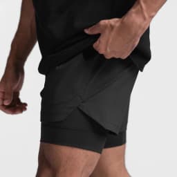 2025 new BreathableDouble layersport  shorts Gyms Fitness Bodybuilding Workout Quick Dry Beach 2 In 1 Shorts Male Running shorts
