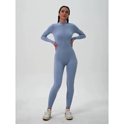 Yoga Boilersuit Long Sleeved Women's Sportswear Gym Zipper Jumpsuits Workout High-intensity Fitness One-piece Skin-tight Garment