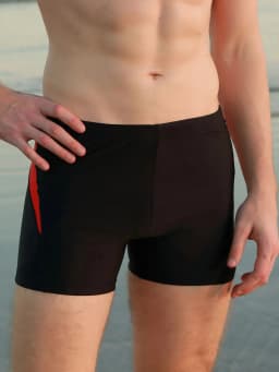 Men's sports tight fitting swimsuit, plain angle solid color patchwork, contrasting classic style - elastic swimsuit