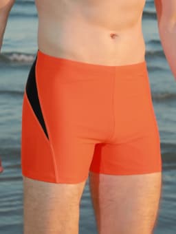 Men's sports tight fitting swimsuit, plain angle solid color patchwork, contrasting classic style - elastic swimsuit