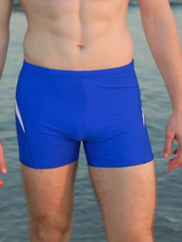 Men's sports tight fitting swimsuit, plain angle solid color patchwork, contrasting classic style - elastic swimsuit